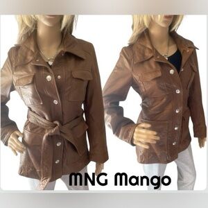 MANGO MNG Saharian Sheepskin Leather Jacket - Macy's Light Lined XS/SM MSRP $280